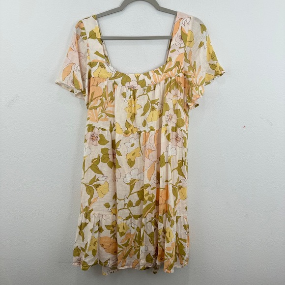 Rails Valentina Citrus Floral Linen Blend Mini Dress Size M Summer Casual Flowy - Picture 1 of 9